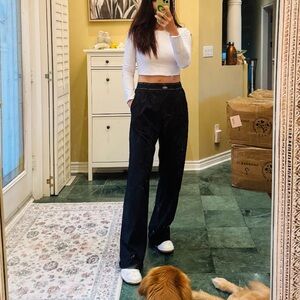 ALO Yoga Black Wide-Leg Lounge Pants with Drawstring Waist